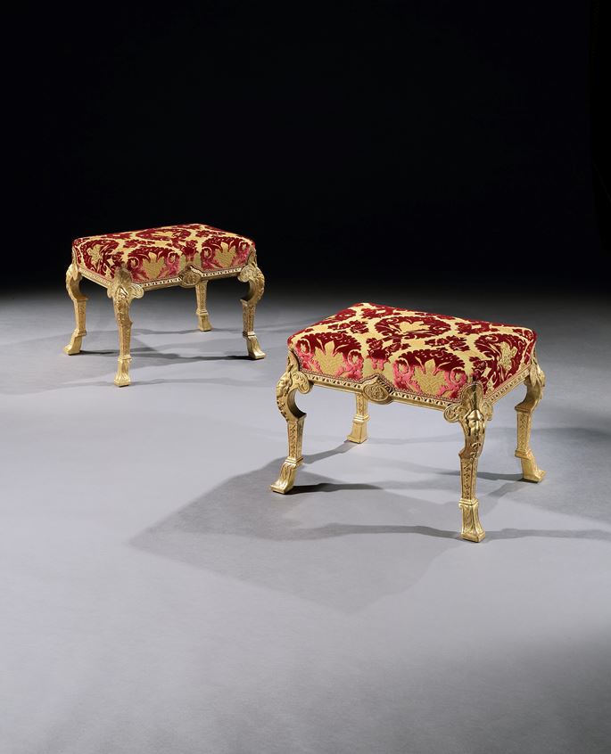 A PAIR OF GEORGE I GESSO STOOLS ATTRIBUTED TO JAMES MOORE  | MasterArt